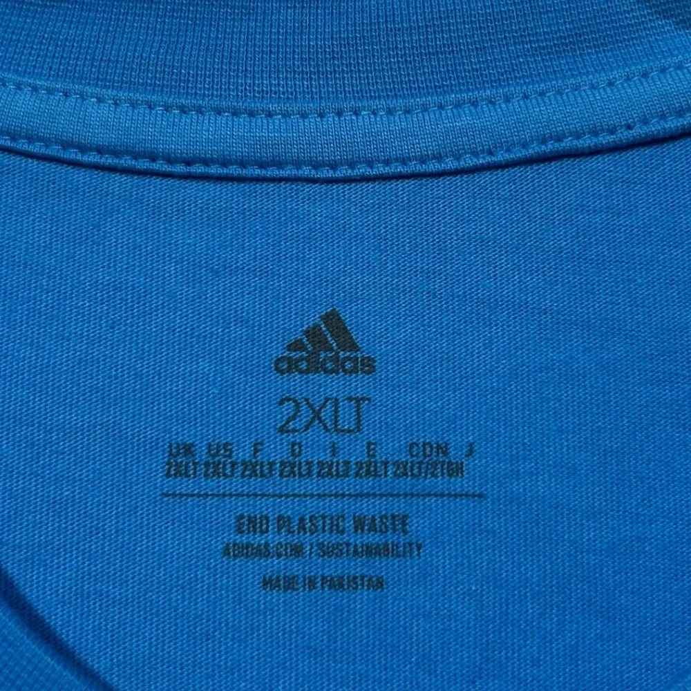 Adidas T-Shirt Mens 2XLT End Plastic Waste Blue Graphic Cotton M Boost‎ Rocket